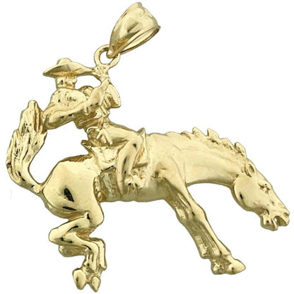 14K Gold Bucking Bronco Horse Pendant