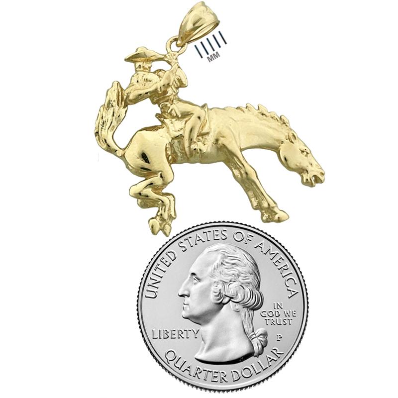 14K Gold Bucking Bronco Horse Pendant
