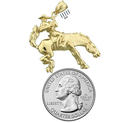 14K Gold Bucking Bronco Horse Pendant