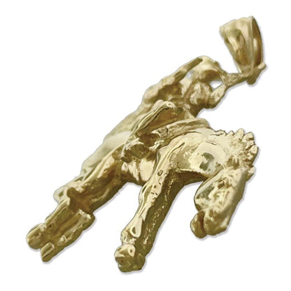 14K Gold Bucking Bronco Horse Pendant