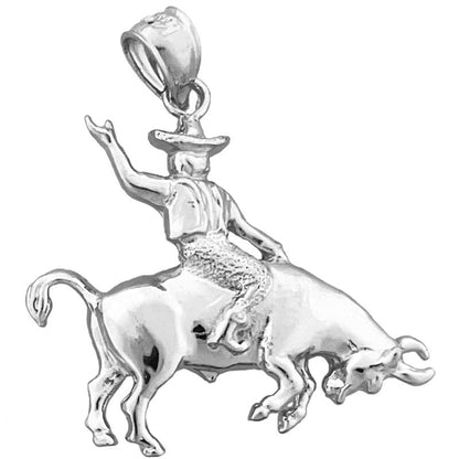 14K Gold Bull Riding Pendant