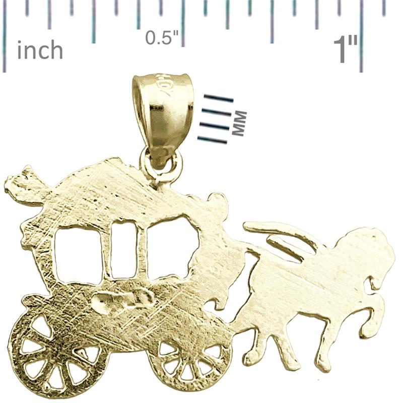 14K Gold Horse Drawn Coach Pendant