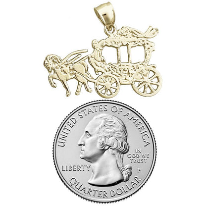 14K Gold Horse Drawn Coach Pendant