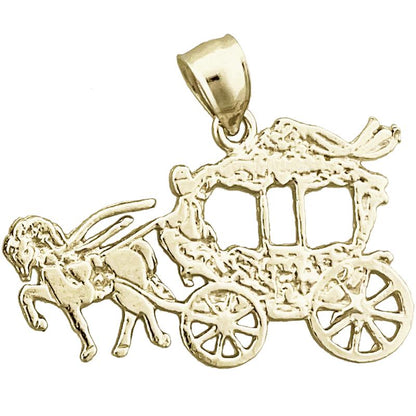 14K Gold Horse Drawn Coach Pendant