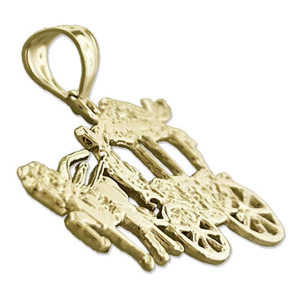 14K Gold Horse Drawn Coach Pendant