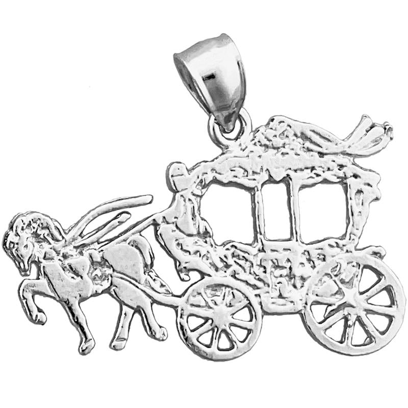 14K Gold Horse Drawn Coach Pendant