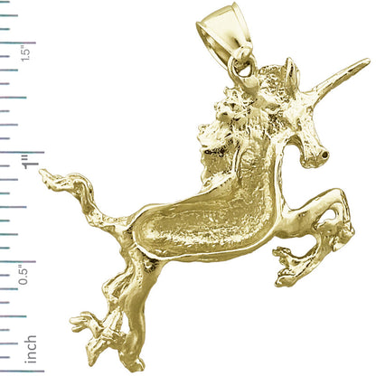14K Gold 40MM Unicorn Pendant