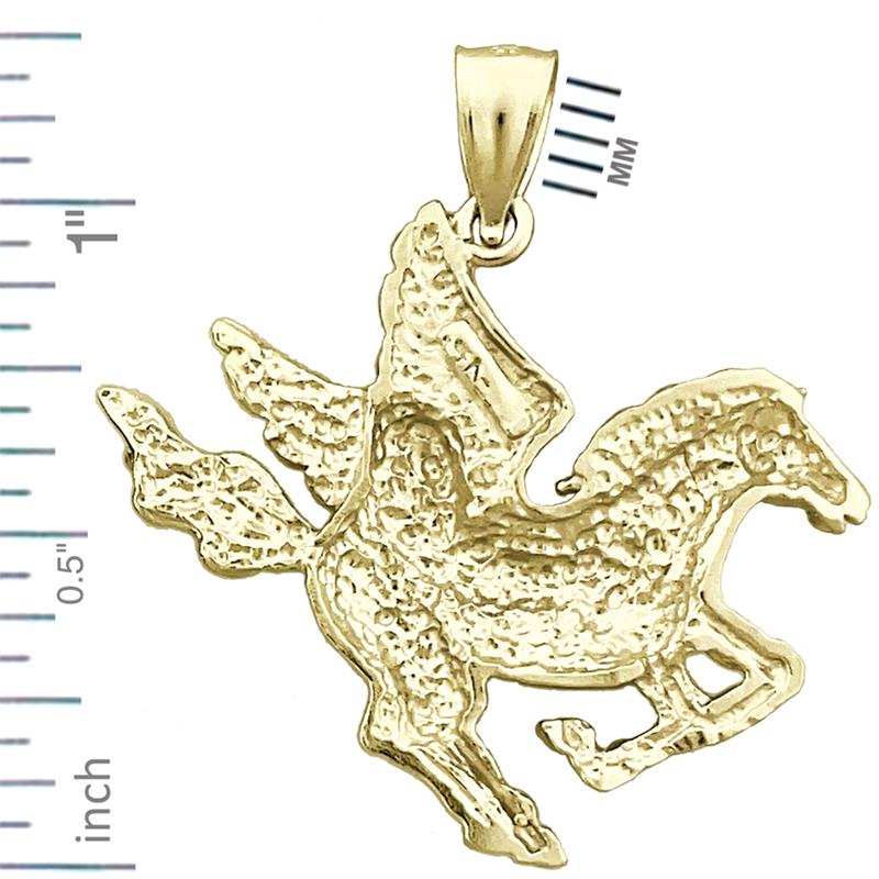 14K Gold 30MM Pegasus Pendant