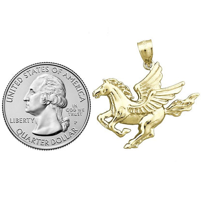 14K Gold 30MM Pegasus Pendant