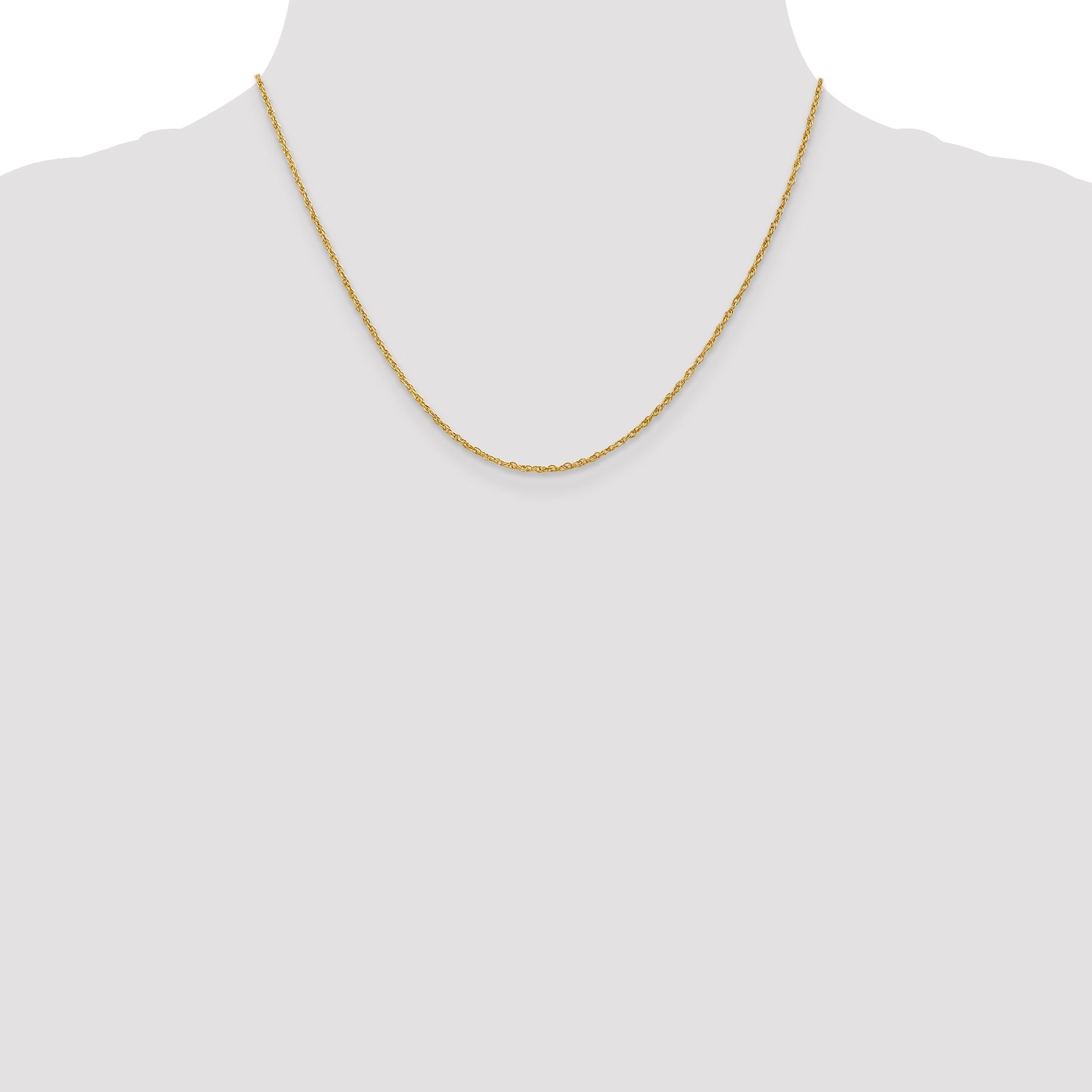 18K Yellow Gold 18 Inch 1.3mm Baby Rope With Lobster Clasp Chain Necklace