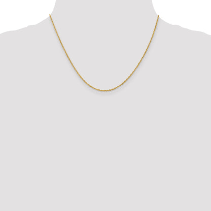 18K Yellow Gold 18 Inch 1.3mm Baby Rope With Lobster Clasp Chain Necklace