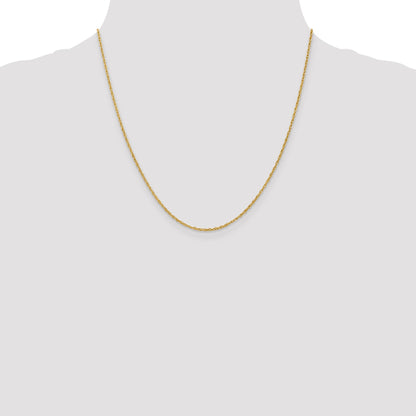18K Yellow Gold 20 Inch 1.3mm Baby Rope With Lobster Clasp Chain Necklace