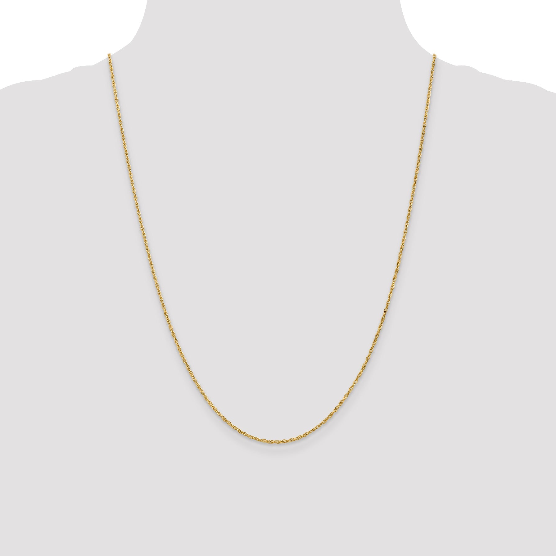 18K Yellow Gold 24 Inch 1.3mm Baby Rope With Lobster Clasp Chain Necklace