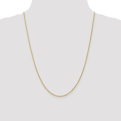 18K Yellow Gold 24 Inch 1.3mm Baby Rope With Lobster Clasp Chain Necklace