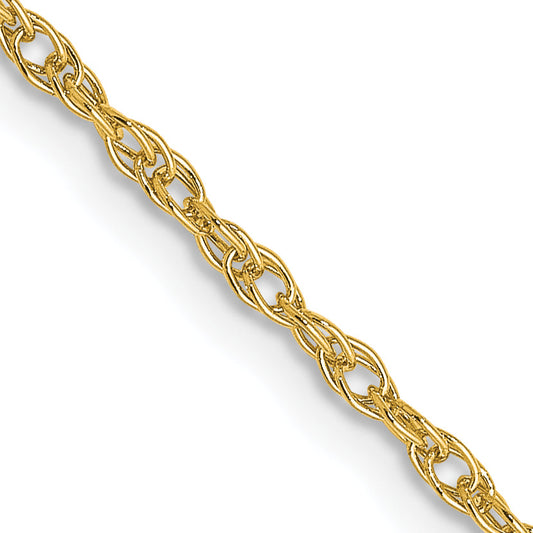 18K Yellow Gold 18 Inch 1.3mm Baby Rope With Lobster Clasp Chain Necklace