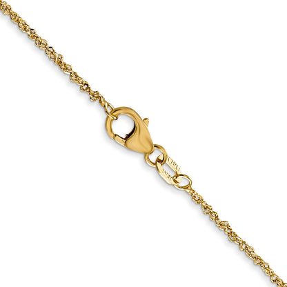 18K Yellow Gold 18 Inch 1.1mm Singapore With Spring Ring Clasp Chain Necklace