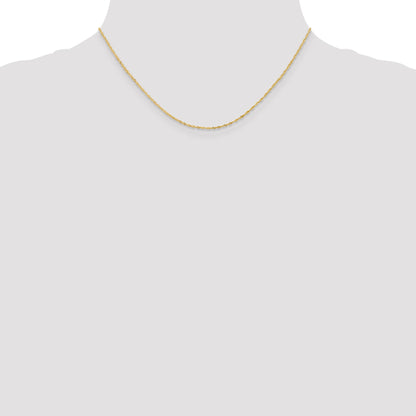 18K Yellow Gold 16 Inch 1.1mm Singapore With Spring Ring Clasp Chain Necklace