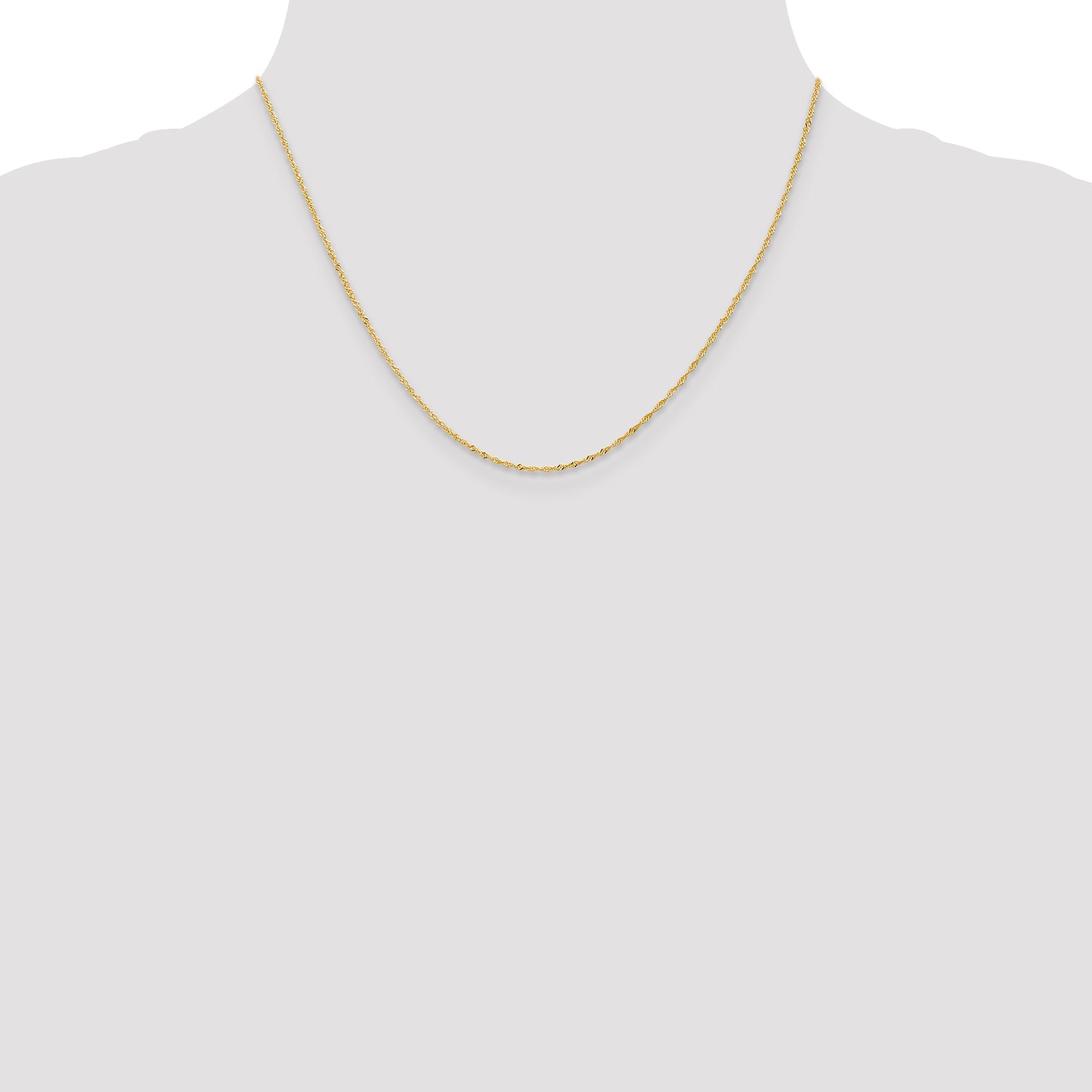 18K Yellow Gold 18 Inch 1.1mm Singapore With Spring Ring Clasp Chain Necklace