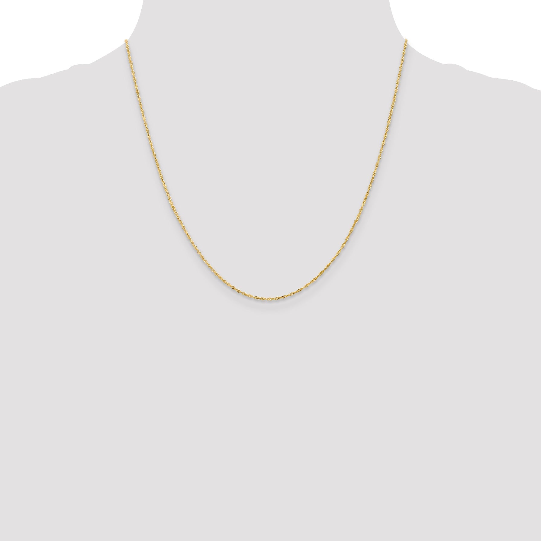 18K Yellow Gold 20 Inch 1.1mm Singapore With Spring Ring Clasp Chain Necklace