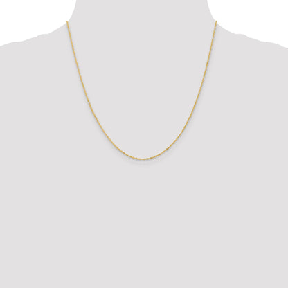 18K Yellow Gold 20 Inch 1.1mm Singapore With Spring Ring Clasp Chain Necklace