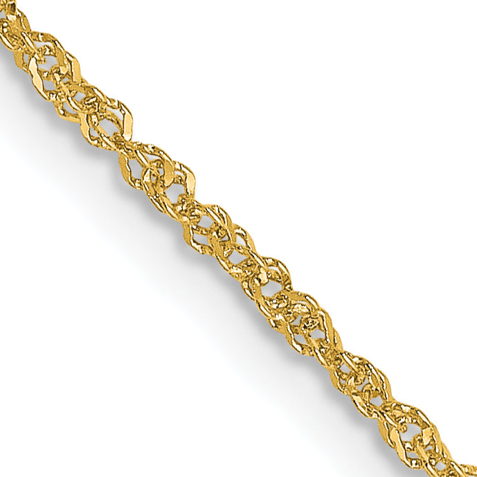 18K Yellow Gold 20 Inch 1.1mm Singapore With Spring Ring Clasp Chain Necklace