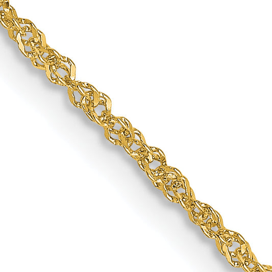 18K Yellow Gold 20 Inch 1.1mm Singapore With Spring Ring Clasp Chain Necklace