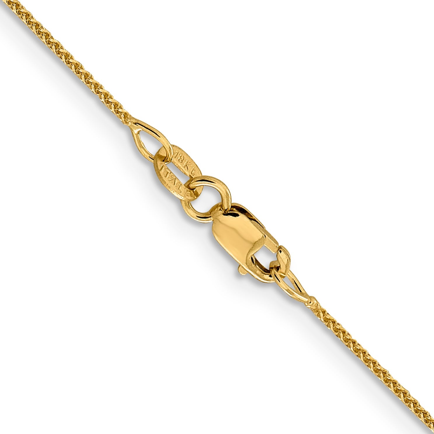 18K Yellow Gold 16 Inch 1mm Diamond-Cut Spiga With Spring Ring Clasp Chain Necklace