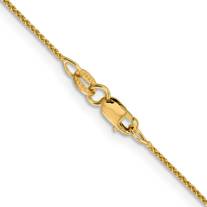 18K Yellow Gold 24 Inch 1mm Diamond-Cut Spiga With Spring Ring Clasp Chain Necklace