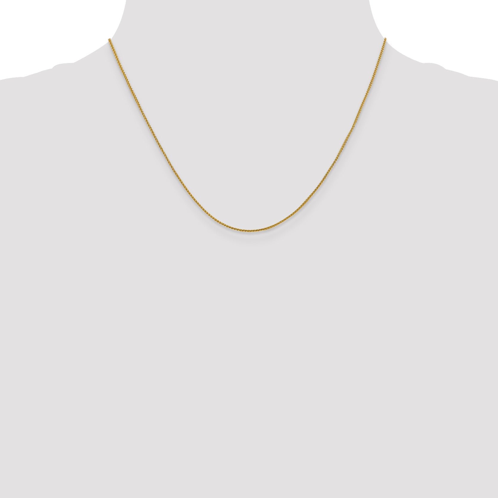 18K Yellow Gold 18 Inch 1mm Diamond-Cut Spiga With Spring Ring Clasp Chain Necklace