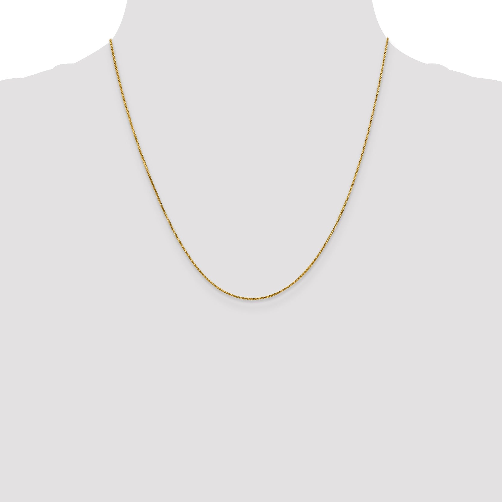 18K Yellow Gold 20 Inch 1mm Diamond-Cut Spiga With Spring Ring Clasp Chain Necklace