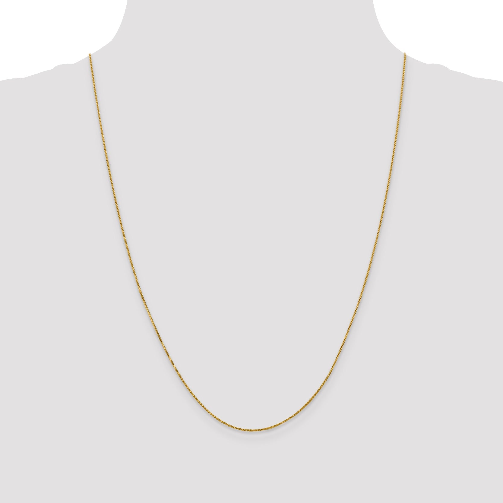 18K Yellow Gold 24 Inch 1mm Diamond-Cut Spiga With Spring Ring Clasp Chain Necklace