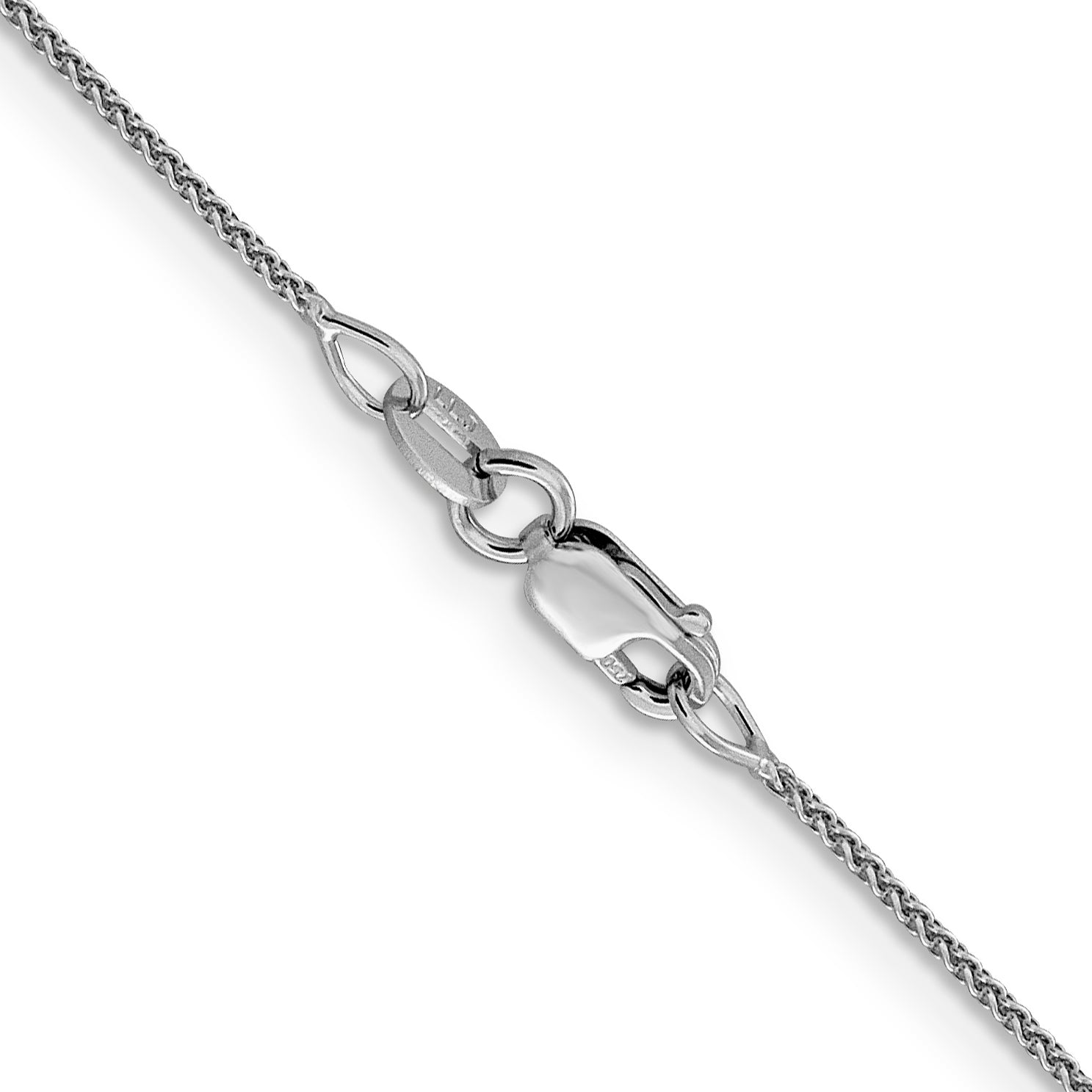 18K White Gold 24 Inch 1mm Diamond-Cut Spiga With Spring Ring Clasp Chain Necklace