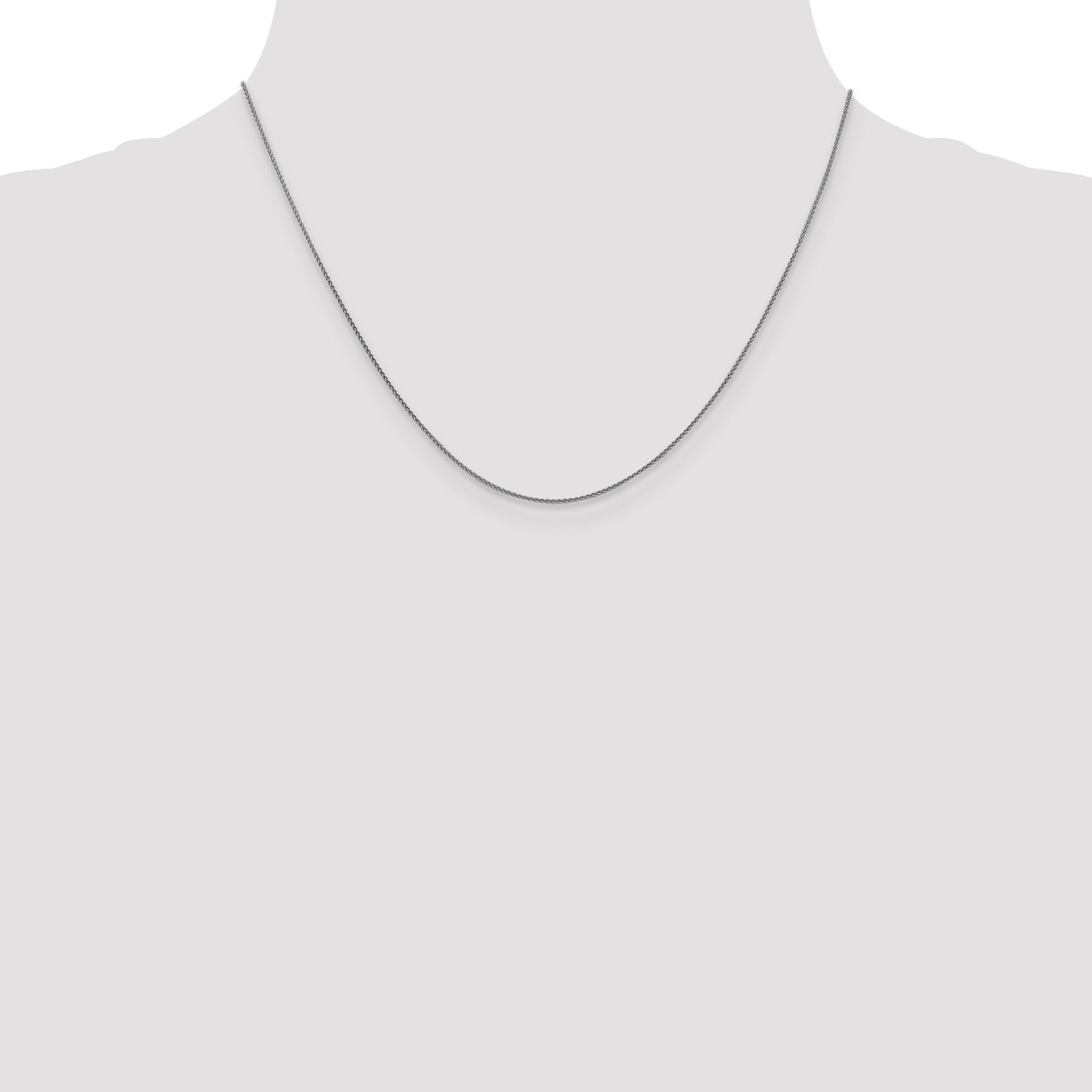 18K White Gold 18 Inch 1mm Diamond-Cut Spiga With Spring Ring Clasp Chain Necklace