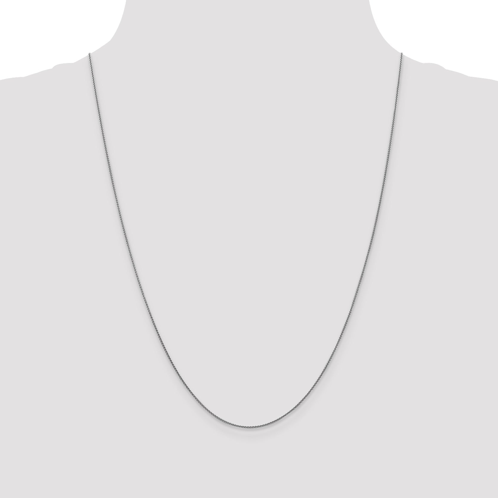 18K White Gold 24 Inch 1mm Diamond-Cut Spiga With Spring Ring Clasp Chain Necklace