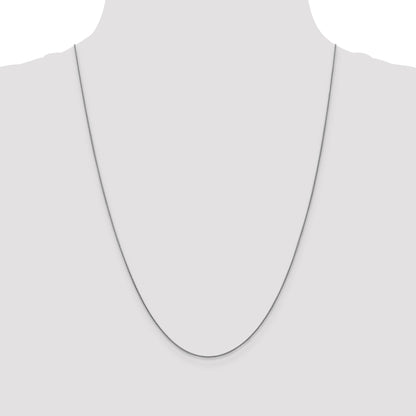 18K White Gold 24 Inch 1mm Diamond-Cut Spiga With Spring Ring Clasp Chain Necklace