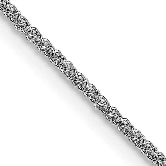 18K White Gold 24 Inch 1mm Diamond-Cut Spiga With Spring Ring Clasp Chain Necklace