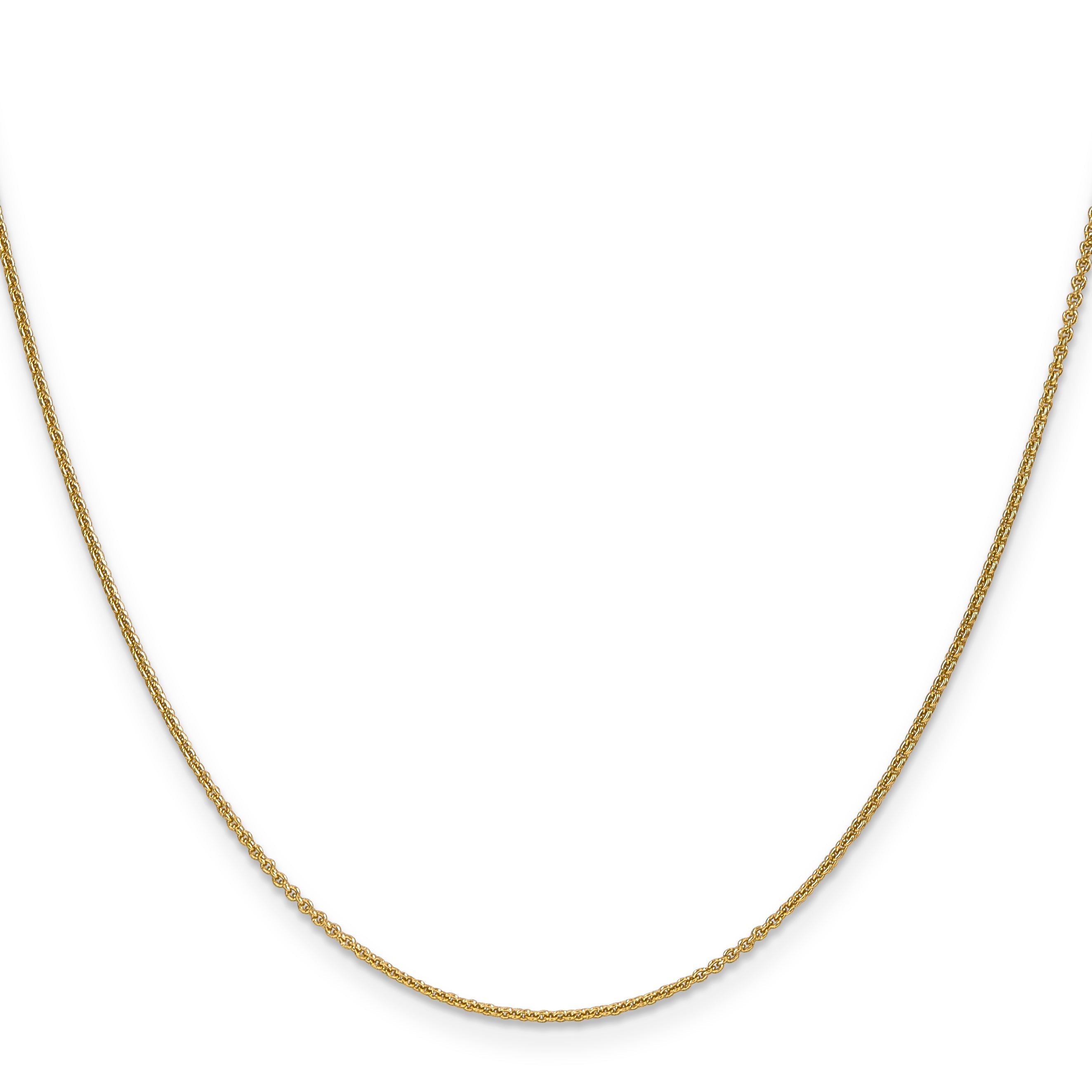 18K Yellow Gold 18 Inch 1.15mm Diamond-Cut Cable With Fancy Lobster Clasp Chain Necklace