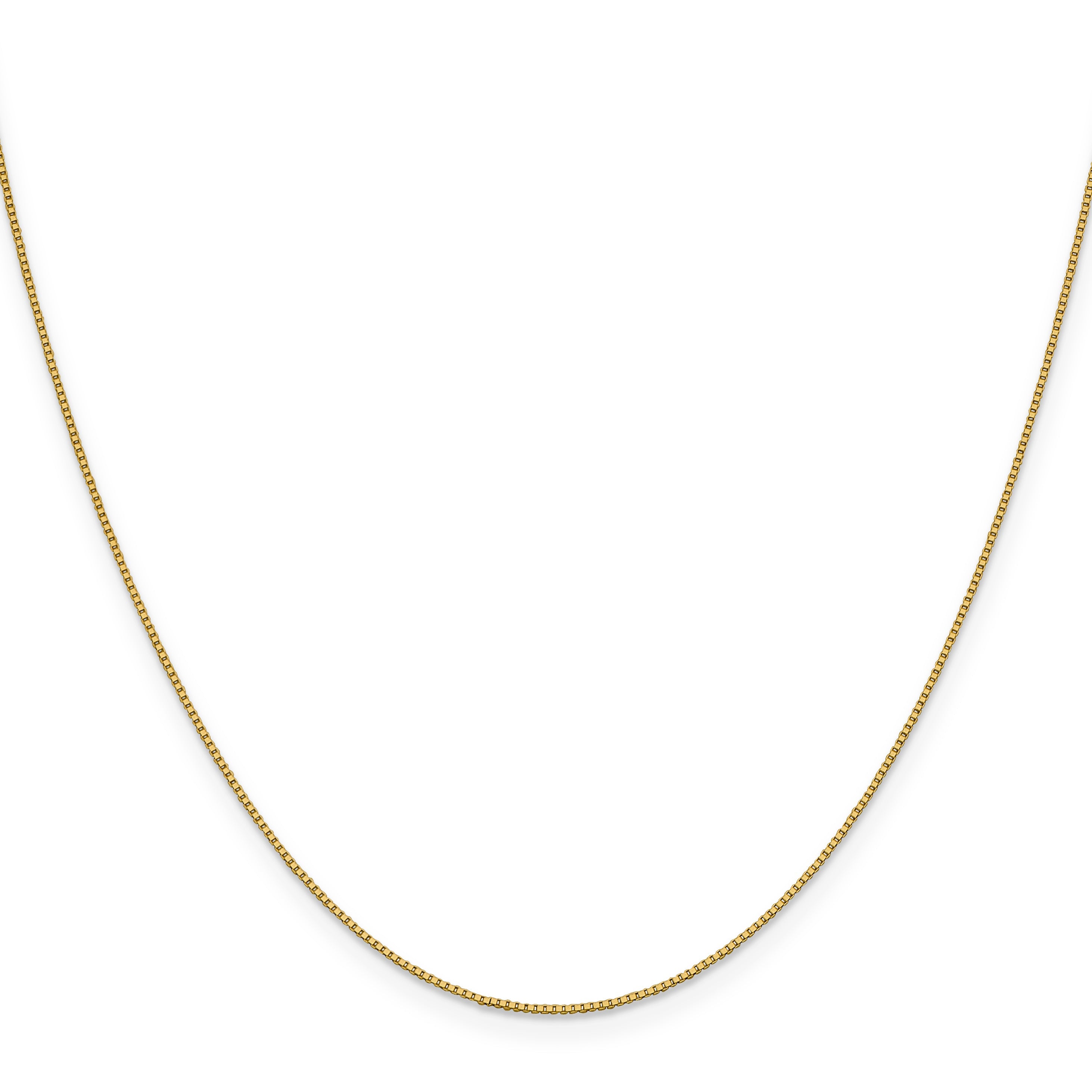 18K Yellow Gold 24 Inch .7mm Box With Lobster Clasp Chain Necklace
