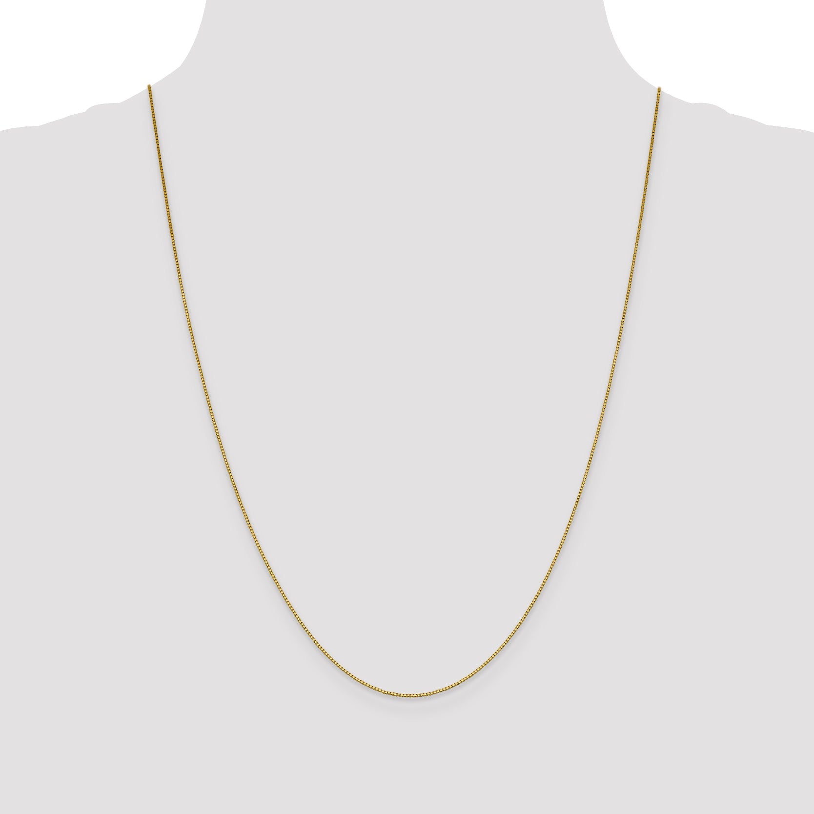 18K Yellow Gold 24 Inch .7mm Box With Lobster Clasp Chain Necklace