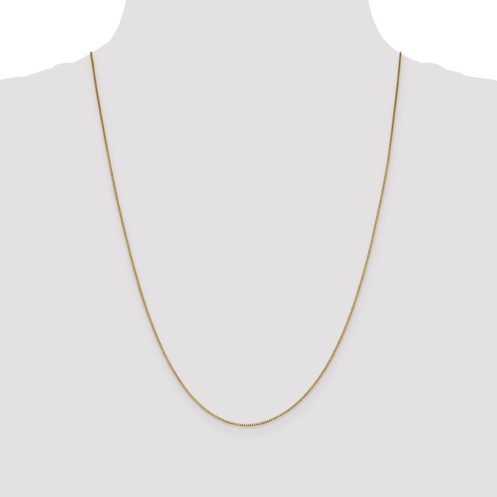 18K Yellow Gold 24 Inch .9mm Box With Lobster Clasp Chain Necklace