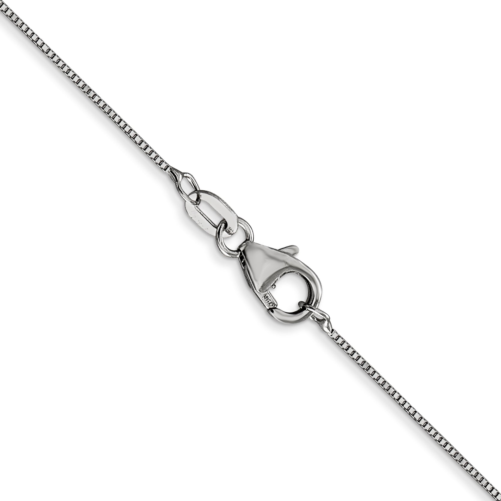 18K White Gold 18 Inch .5mm Box With Spring Ring Clasp Chain Necklace
