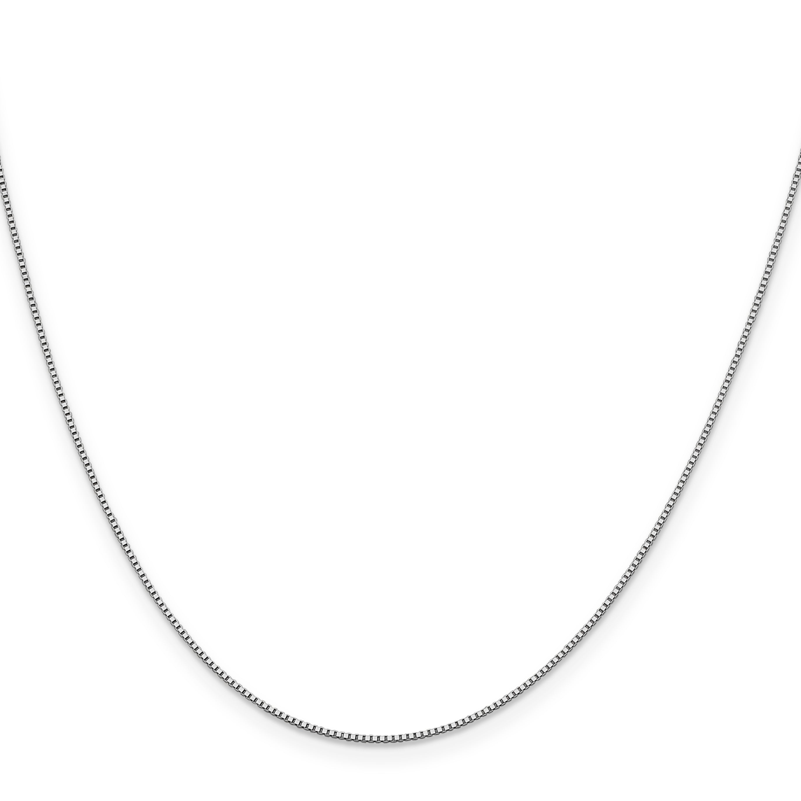 18K White Gold 18 Inch .7mm Box With Lobster Clasp Chain Necklace