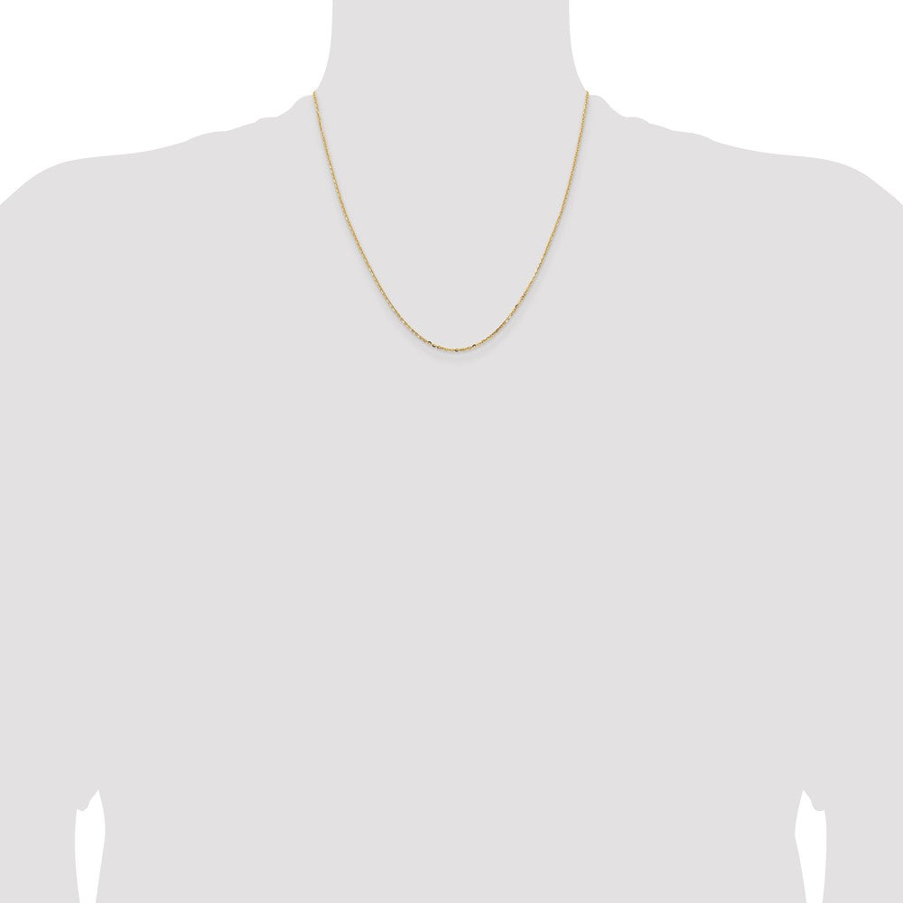 2 Inch 18K Yellow Gold 1.5mm D/C Cable Chain Necklace