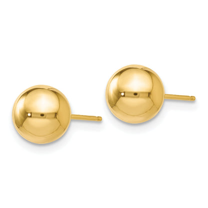 14K Yellow Gold Polished 7mm Ball Post Earrings