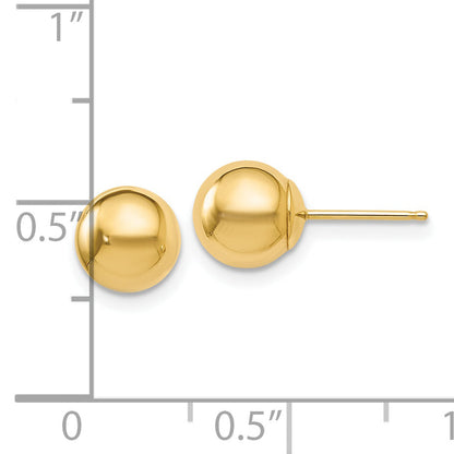 14K Yellow Gold Polished 7mm Ball Post Earrings