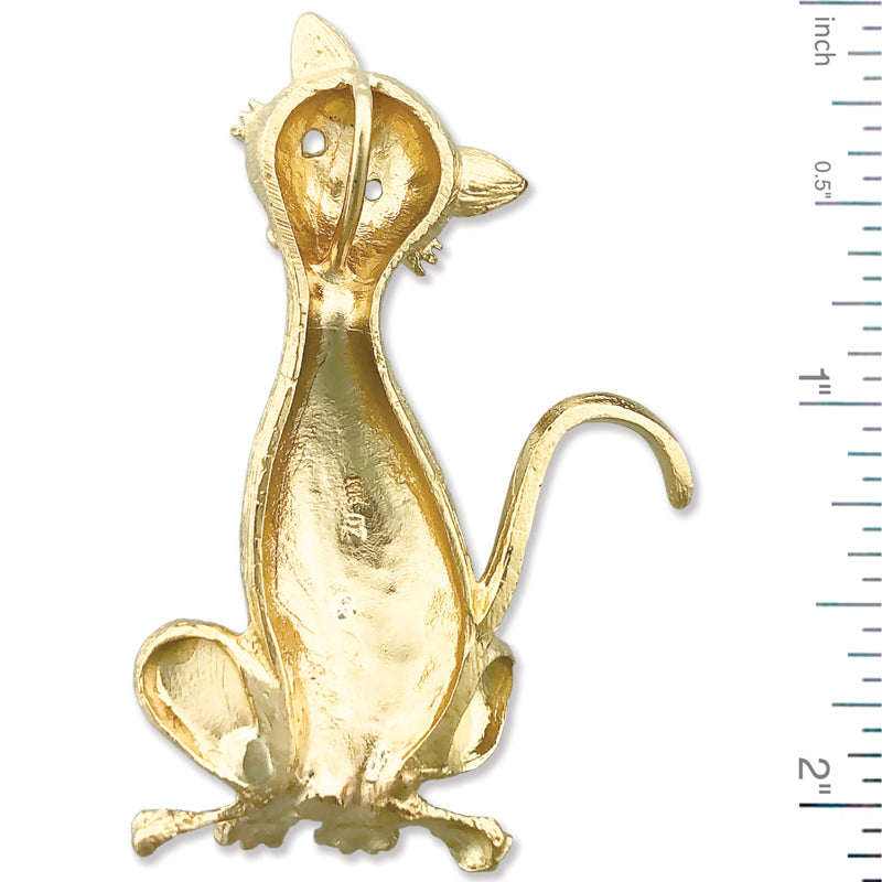 14K Gold Tabby Cat Pendant