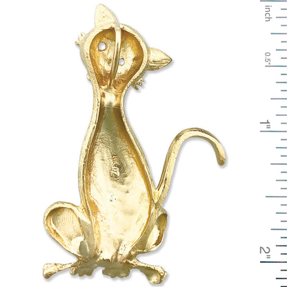 14K Gold Tabby Cat Pendant