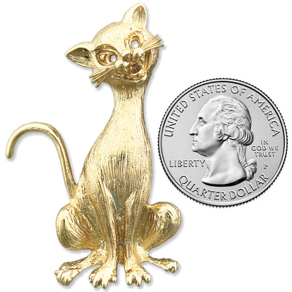 14K Gold Tabby Cat Pendant