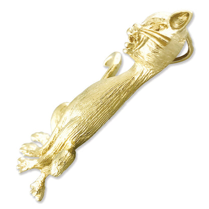 14K Gold Tabby Cat Pendant