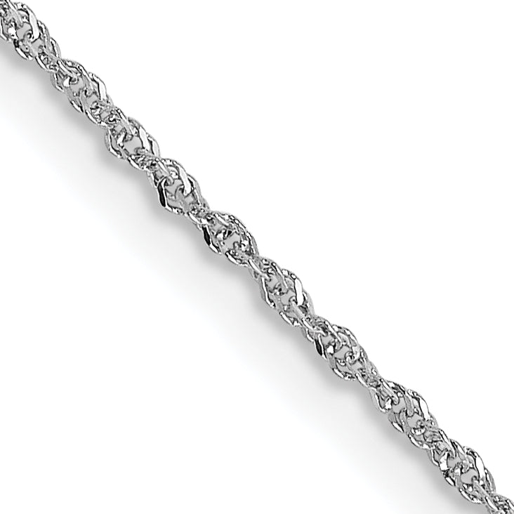 16 Inch 14K White Gold .8mm Sparkle Singapore Chain Necklace